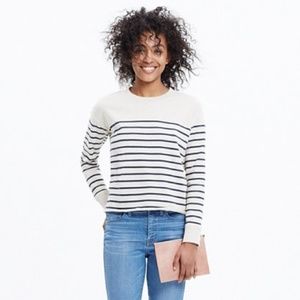 MADEWELL Cutoff Sweatshirt Stripe Navy Pearl {H22}
